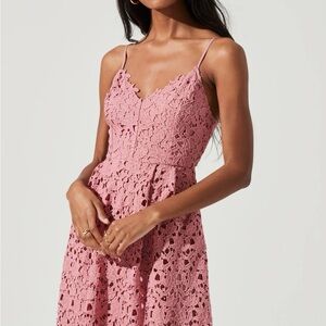 Pink Lace Spaghetti Strap Dress